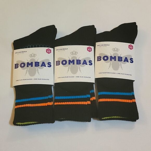 Bombas Crew Socks Performance Footbed Lot of 3 pairs Youth Size XS - Picture 1 of 4